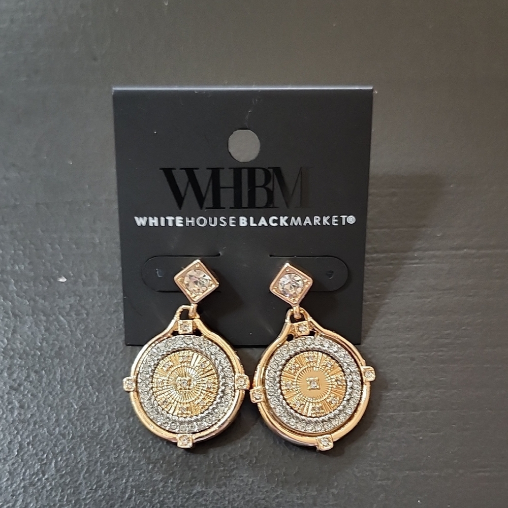 NWT White House Black Market Gold and Silver Medallion Earrings